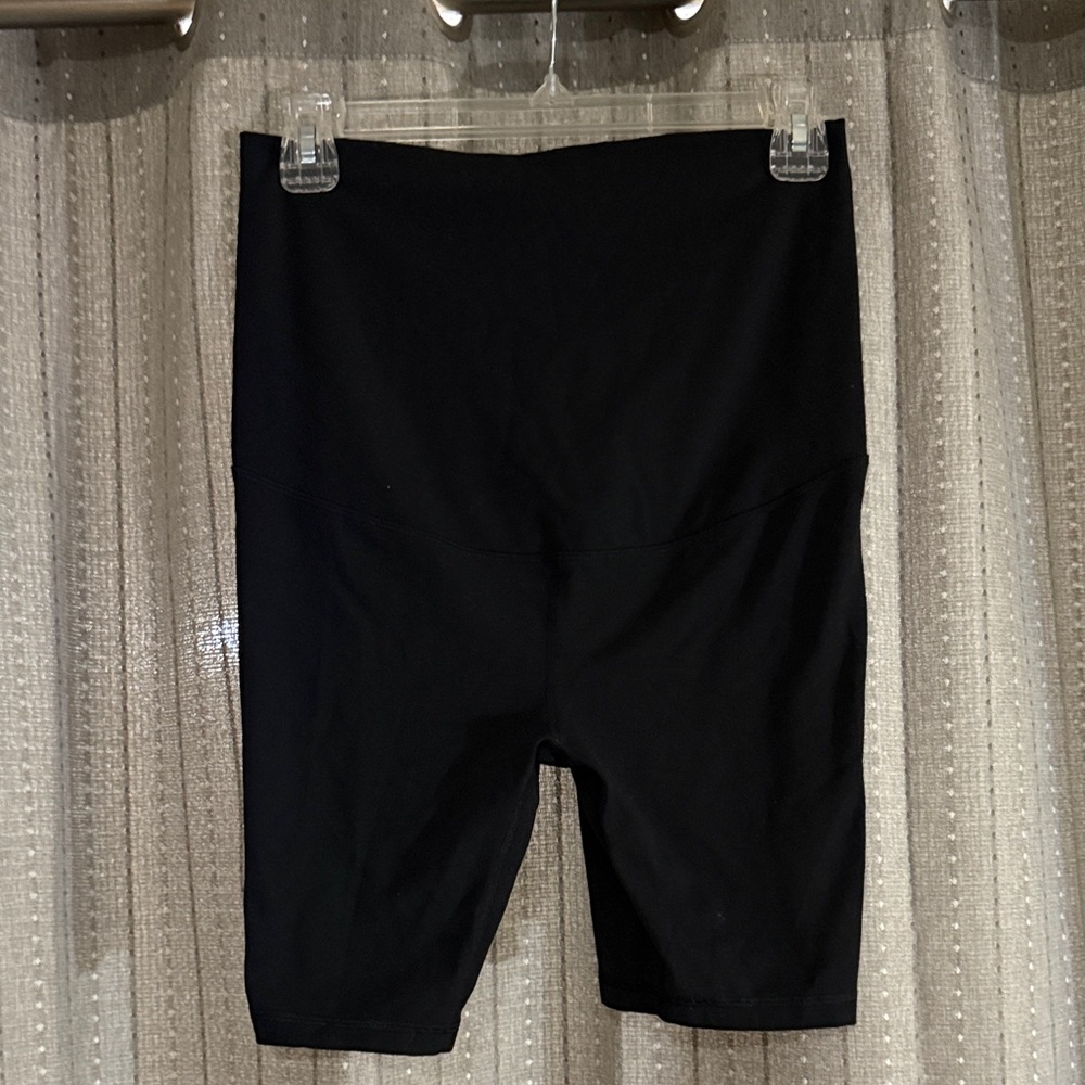 Isabel Maternity by Ingrid & Isabel Black Logo High-Waist Biker Shorts